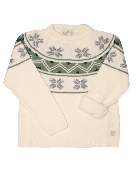 Maglione jacquard in pura lana merino ultrafine bimbi