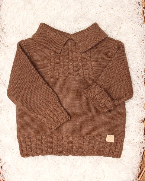 Maglia colletto in pura lana merinos per neonati