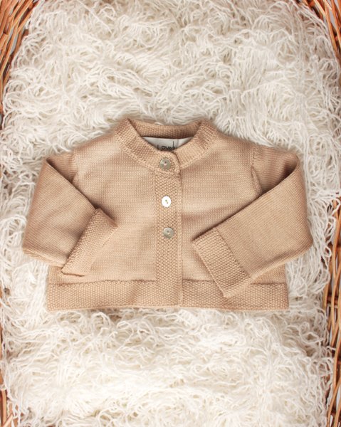 Cardigan corto in pura lana merinos neonata
