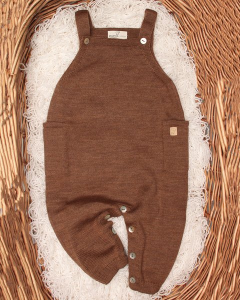 Salopette neonato taschine in pura lana merino