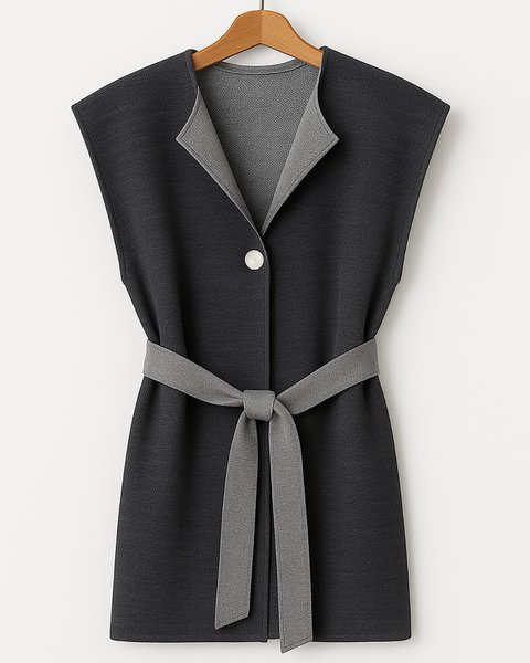 Gilet donna in pura lana merino con cintura