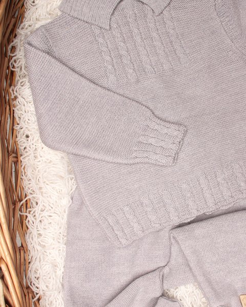 Completo neonato invernale colletto in pura lana merino