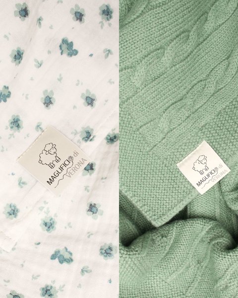 Set copertina lana cotta e mussola cotone