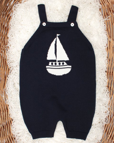 Salopette barchetta in puro cotone bio neonati