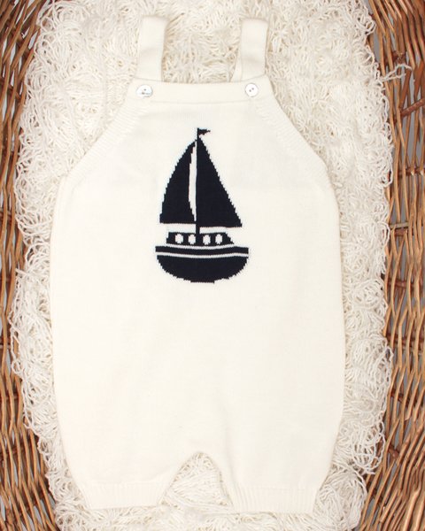 Salopette barchetta in puro cotone bio neonati