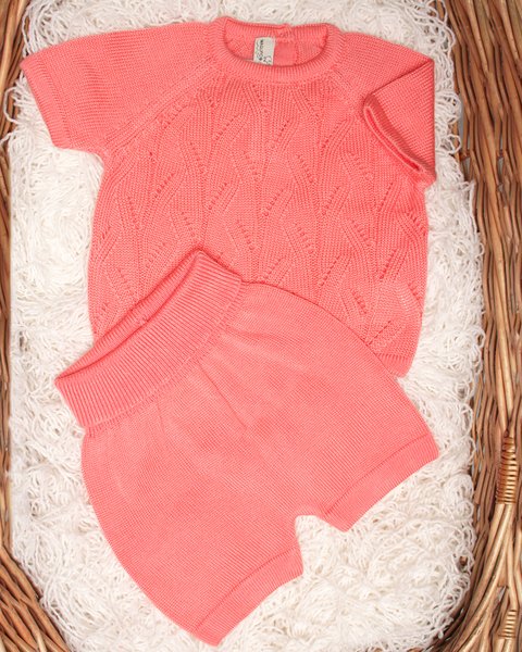 Completo corto traforato in puro eucalipto unisex