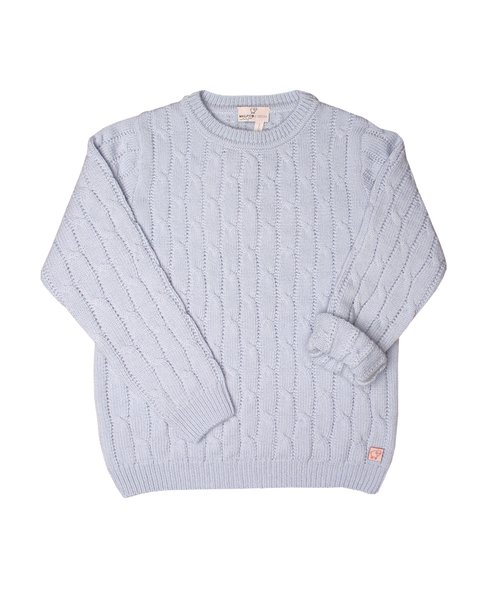 Maglia trecce ragazzi in pura lana merino ultrafine