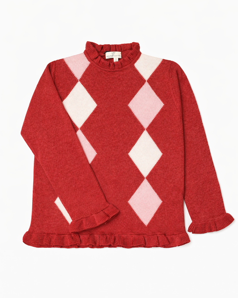 Maglia bambina rombi in pura lana merino ultrafine