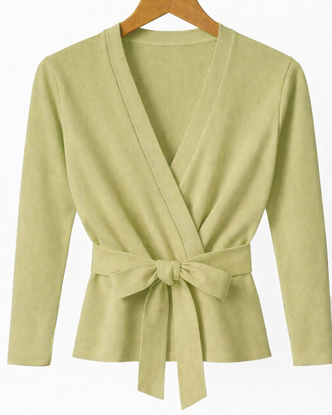 Cardigan incrociato donna cotone-lino