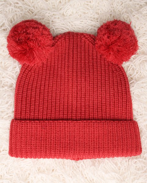 Berretto doppio pon pon pura lana merino