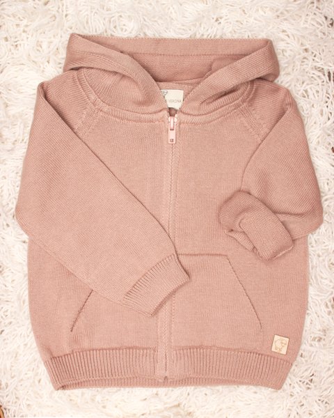 Giacca zip con cappuccio puro cotone bio