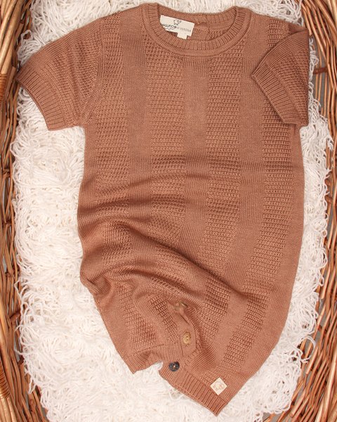 Tutina in maglia neonati corta in bamboo e cotone naturali - aura