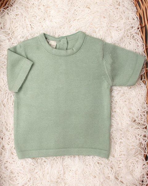 Maglia manica corta  in puro cotone bio neonati - natural basic