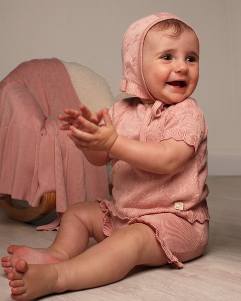 Completino neonata in bamboo e cotone naturali - aura traforata