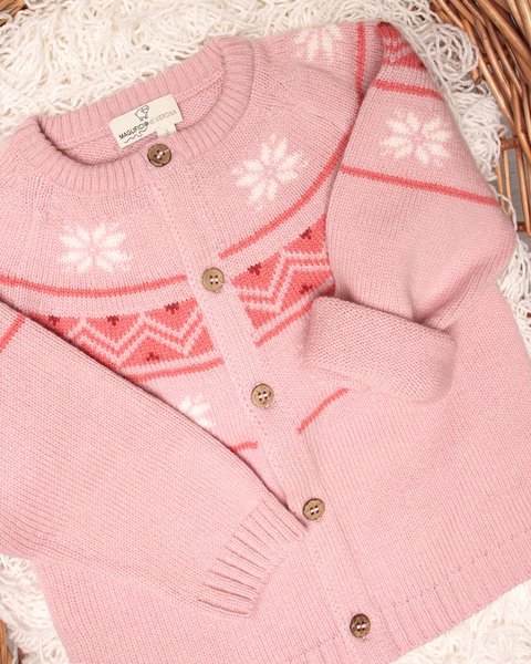 Giacchina neonato unisex jacquard in pura lana merino ultrafine