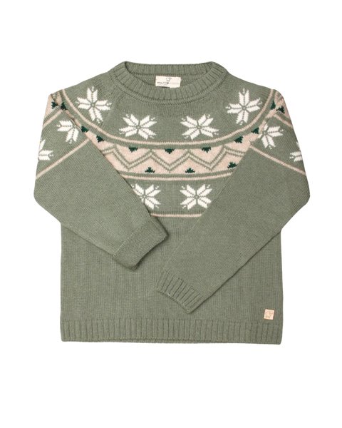 Maglione jacquard in pura lana merino ultrafine bimbi