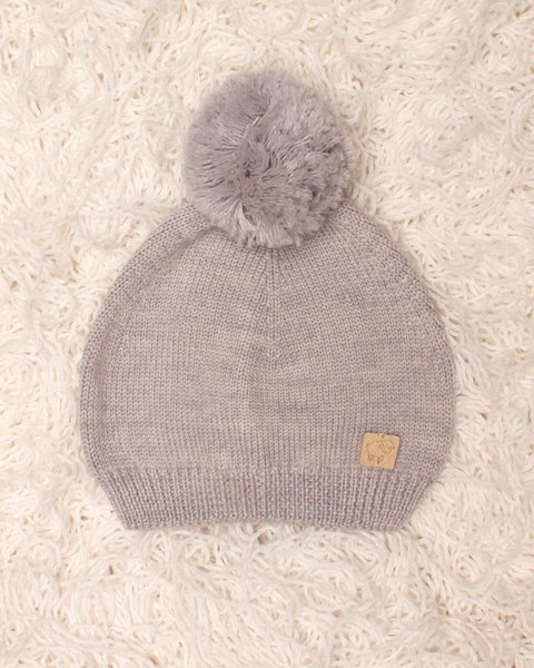 Berretto neonato pon pon pura lana