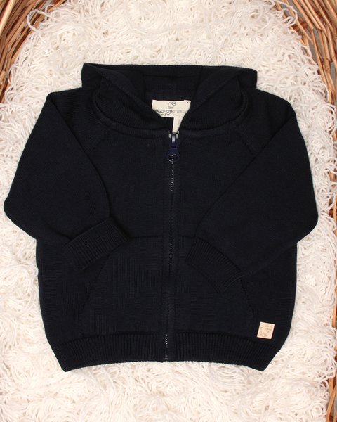 Giacca zip con cappuccio puro cotone bio