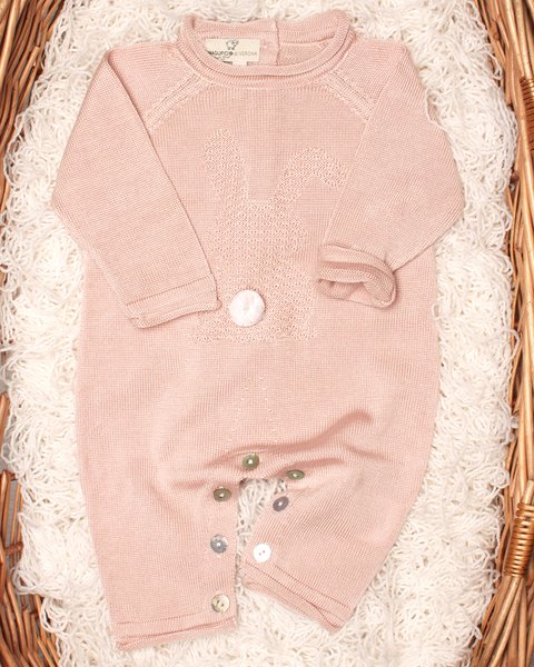Tutina in maglia neonati in puro eucalipto - little bunny