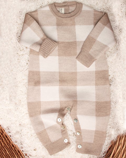 Tutina neonate vichy in pura lana merinos