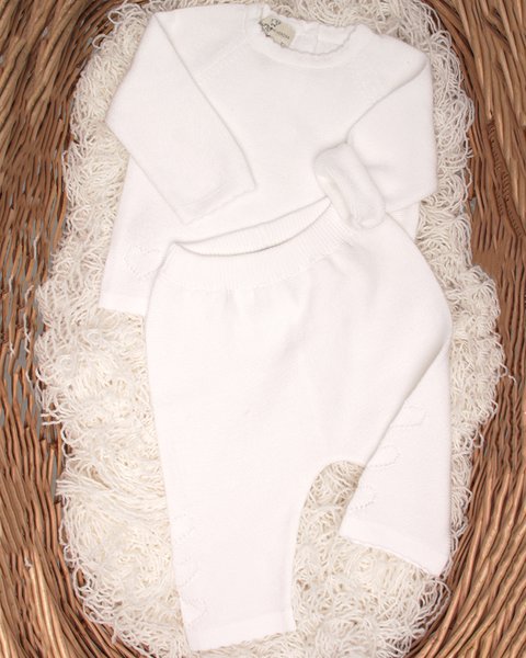 Completo lungo cuori in puro cotone bio neonate