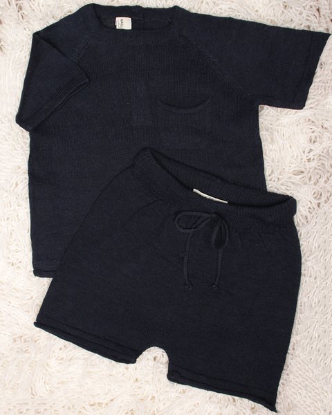 Completo corto in puro lino e puro cotone neonati