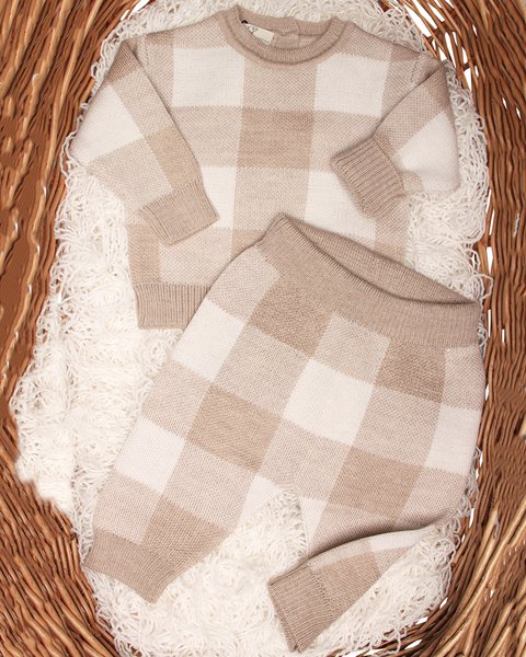 Completino vichy neonate in pura lana merinos