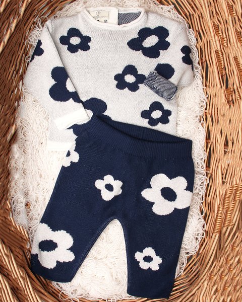 Completo lungo neonata margherita puro cotone bio