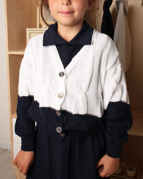 Cardigan bambina trecce in cotone biologico - marilù