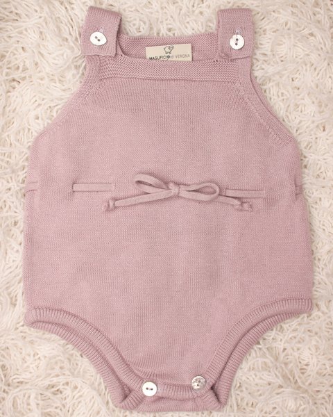 Tutina corta con nastrino in puro cotone bio