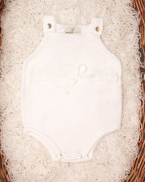 Tutina corta con nastrino in puro cotone bio