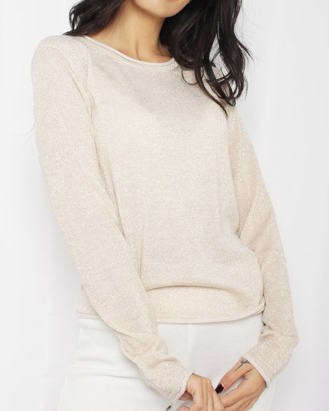 Girocollo pura lana lurex donna